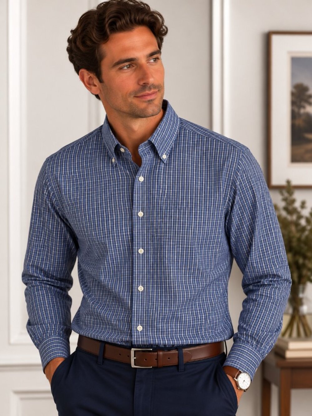 Brooks Brothers Blue Check Dress Shirt
